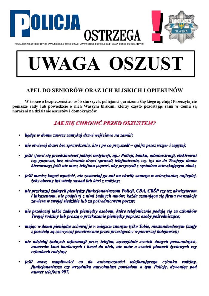 Apel Policji do Seniorów