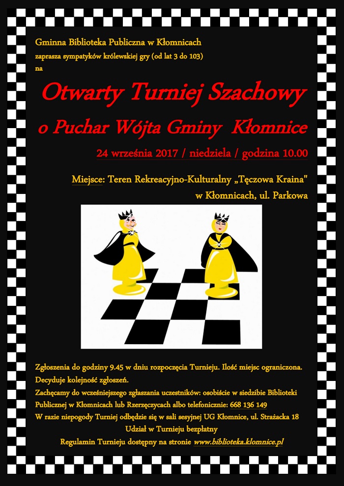 Otwarty Turniej Szachowy o Puchar Wójta Gminy Kłomnice