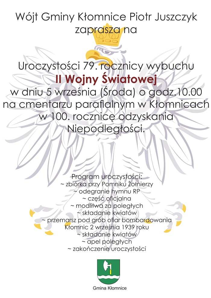 Uroczystości wybuchu II Wojny Światowej w Gminie Kłomnice