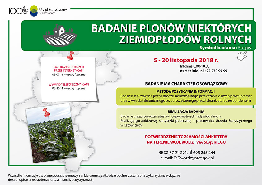 plakat Badanie plonów niektórych ziemiopłodów rolnych