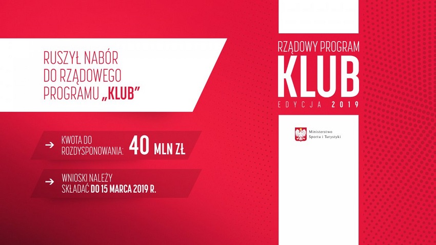 Ruszył nabór wniosków do Rządowego Programu „KLUB” – edycja 2019