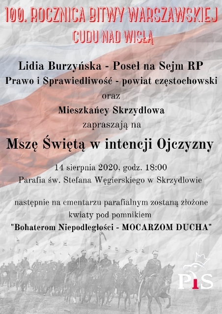 Zaproszenie na obchody 100. rocznicy Bitwy Waszawskiej