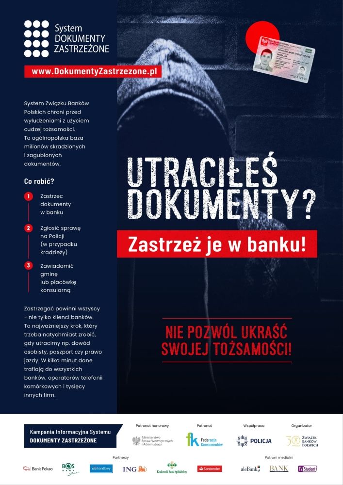 Utraciłeś dokumenty? - Zastrzeż je w banku!