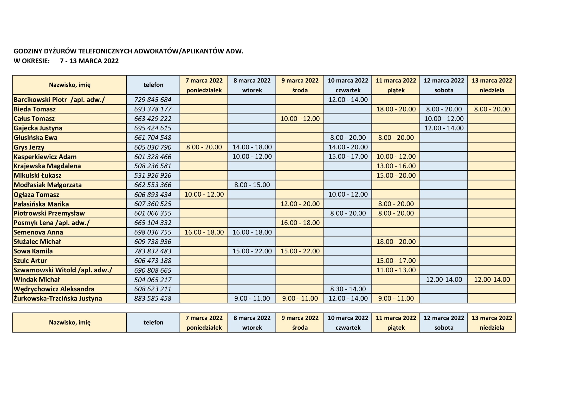 DYŻURY TELEFONICZNE W TERMINIE 7 13 MARCA 2022 kopia2 1