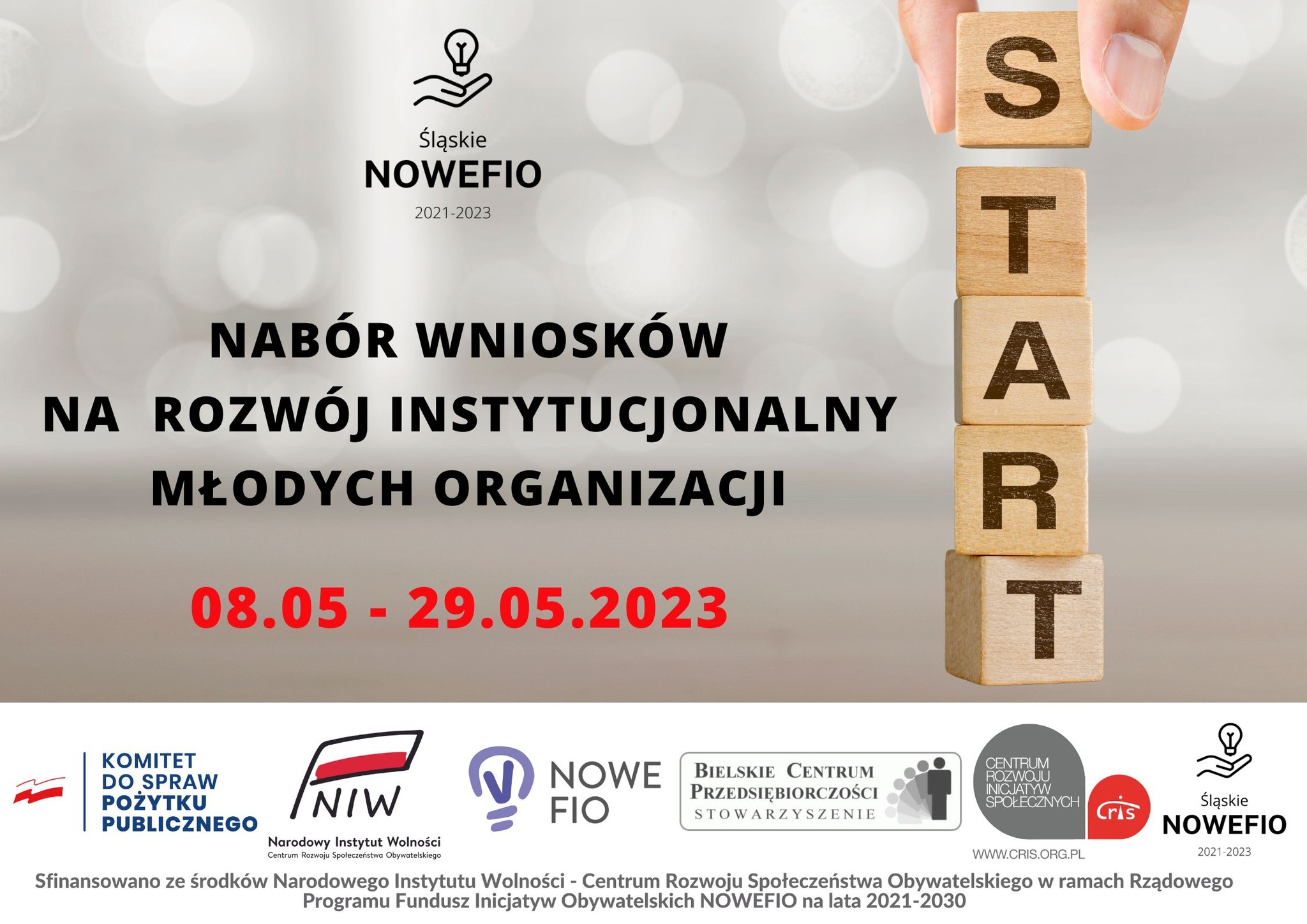 8.05 - 29.05.2023 - nabór wniosków na rozwój instytucjonalny młodych organizacji