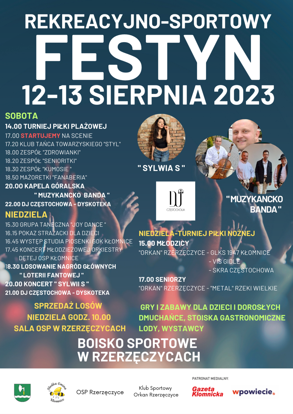 Festyn rekreacyjno-sportowy 12-13 sierpnia 2023 na boisku w Rzerzęczycach