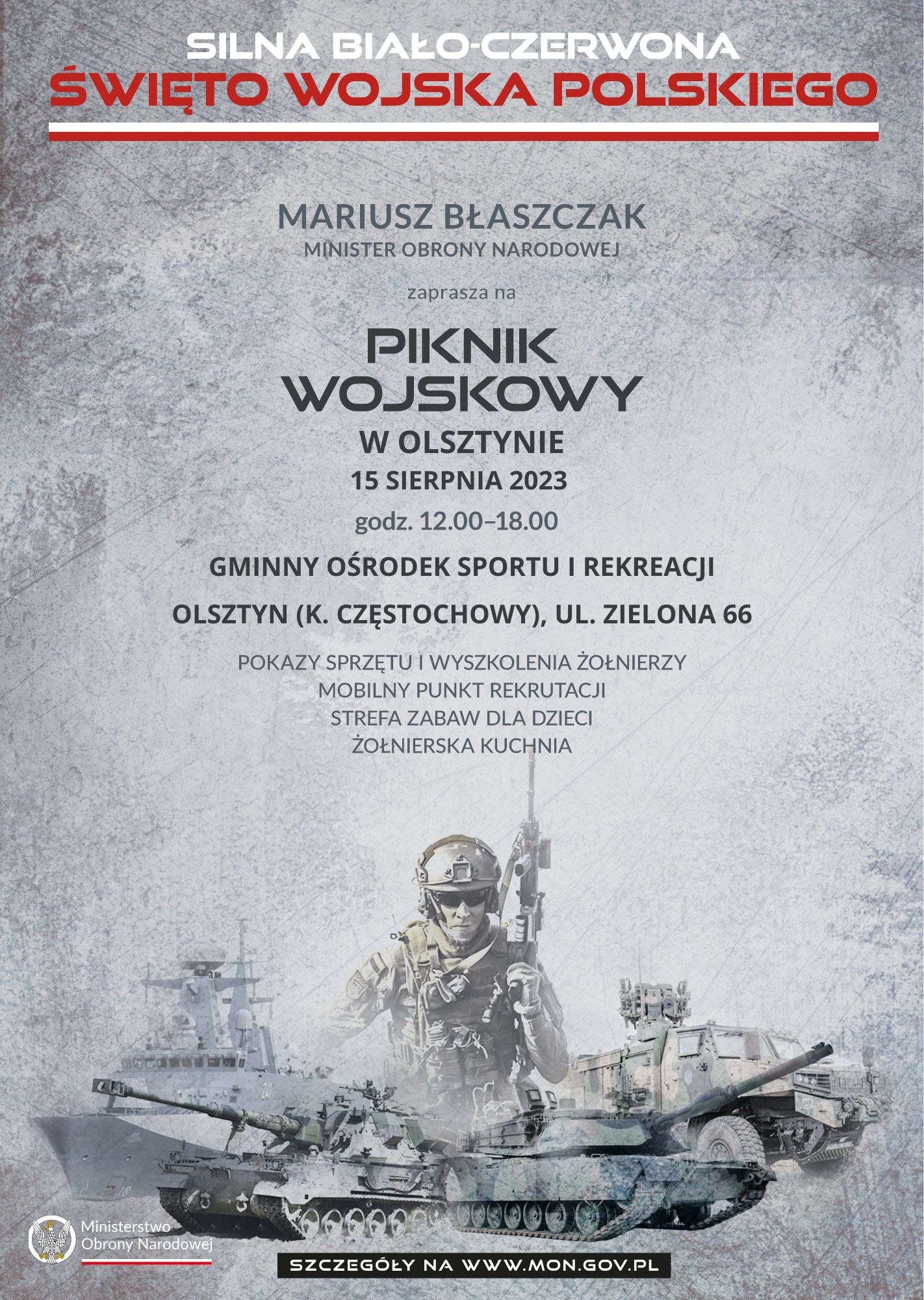 Piknik wojskowy 15.08 godz. 12:00 Olsztyn ul. Zielona 66