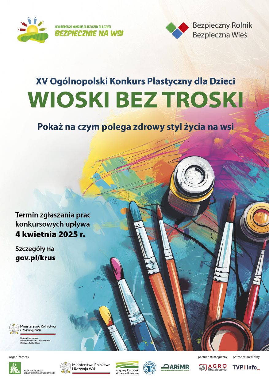 KRUS zaprasza do kudziału w konkursie plastycznym, szczegóły na stronie: www.gov.pl/krus