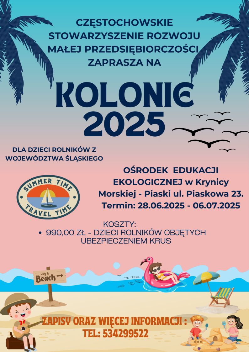 kolonie dla dzieci rolników z woj. śląskiego - więcej informacji tel 534299522