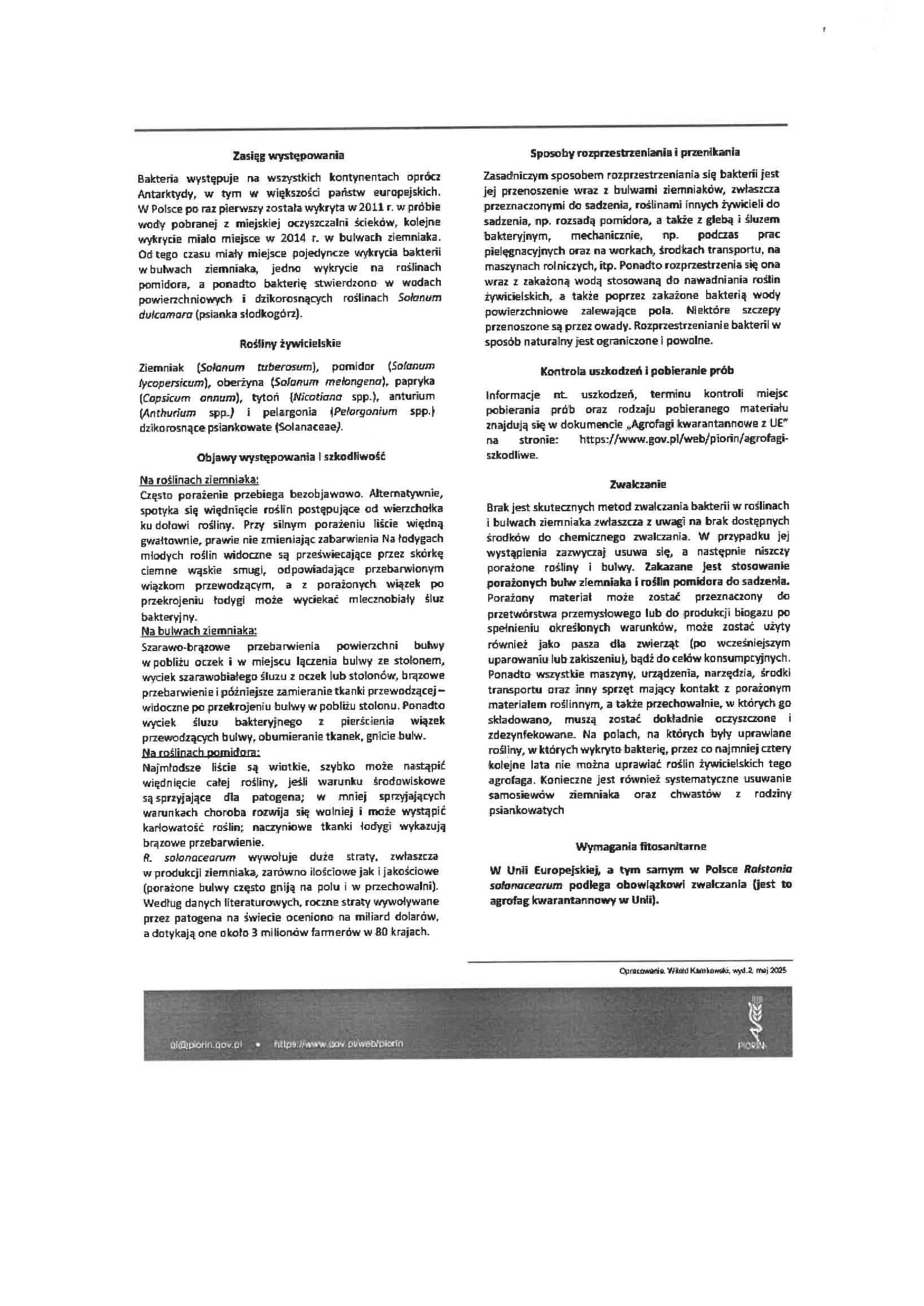 Sluzak ziemniaka - Agrofag podlegający obowiązkowi zwalczania