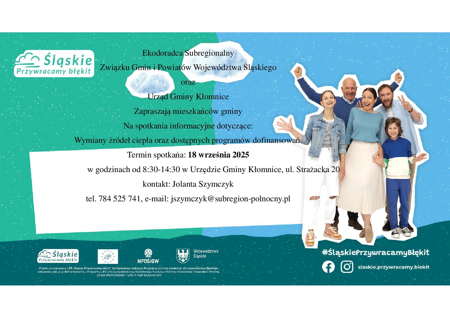 Spotkanie dot. wymiany źródeł ciepła oraz dostępnych programów dofinansowań - 18 września 2025 r. w godz. 8:30 – 14:30 w Urzędzie Gminy Kłomnice
