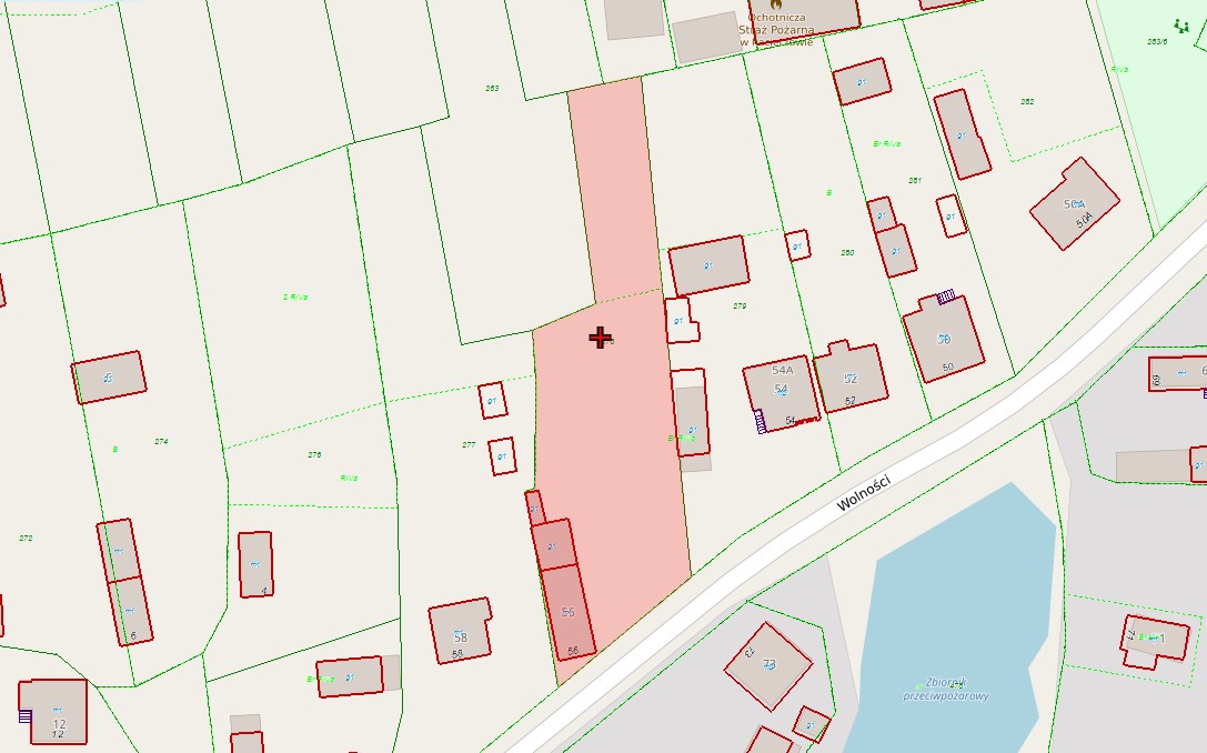 Mapka dot. IV ustnego przetargu nieograniczonego dla nieruchomości oznaczonej nr ewid. 278 o pow. 0,19 ha, położonej w obrębie ewidencyjnym 0013 Pacierzów