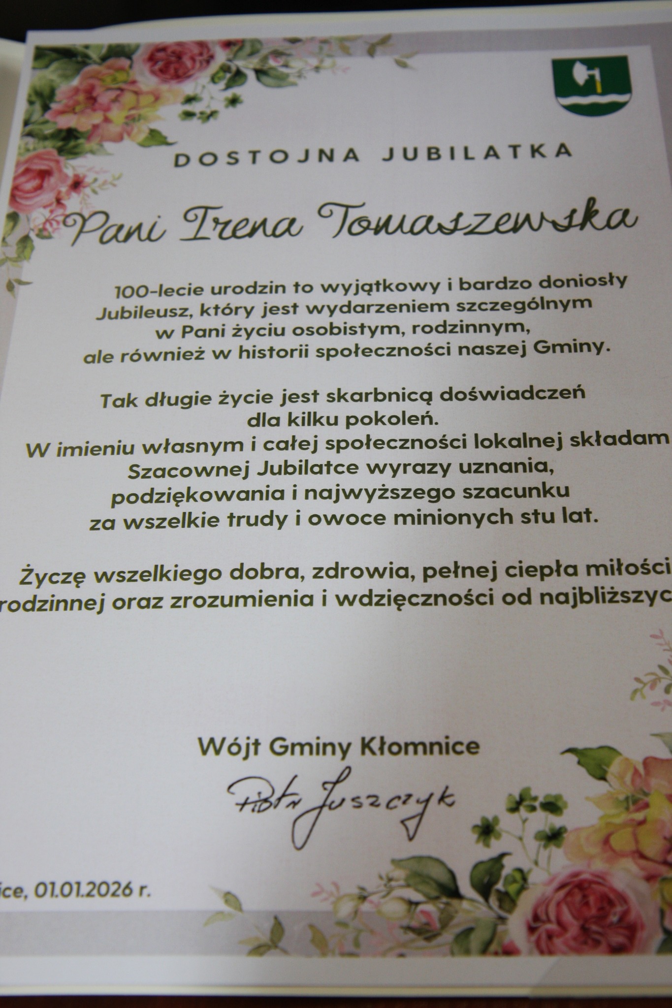 Setne urodziny mieszkanki Rzerzęczyc